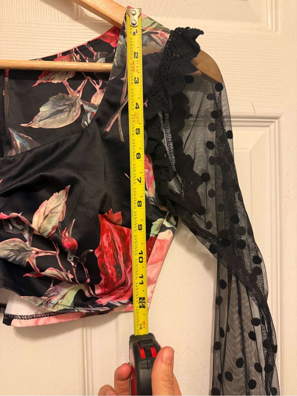 Flirty Black Floral Crop Top - Picture 8 of 9